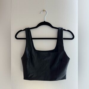 Black Faux Leather Crop Top